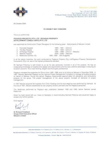 Netcare Letter of Recomendation